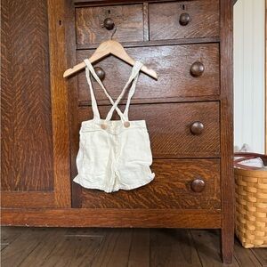 Fin & Vince Cream Kids Short Overalls